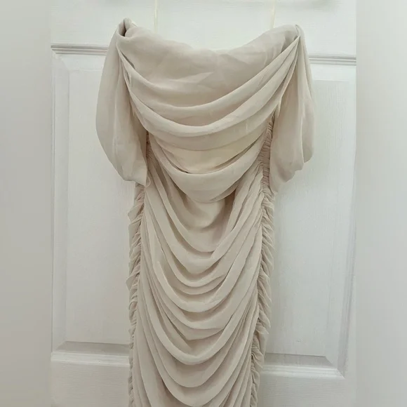 House of CB Cream Off-Shoulder Dress - Picture 6 of 7